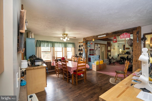 505 Deibler Rd, Pennsylvania Furnace, PA 16865 - dining space featuring a ceiling fan, dark wood-style flooring, a textured ceiling, and visible vents