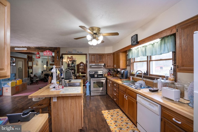 505 Deibler Rd, Pennsylvania Furnace, PA 16865 - kitchen with butcher block counters, a sink, stainless steel electric range, and dishwasher