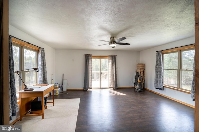 505 Deibler Rd, Pennsylvania Furnace, PA 16865 - interior space with baseboards, ceiling fan, a textured ceiling, and wood finished floors