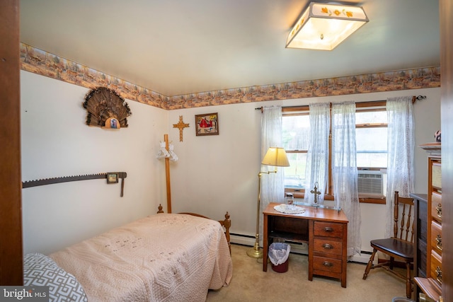 505 Deibler Rd, Pennsylvania Furnace, PA 16865 - bedroom featuring a baseboard radiator, cooling unit, and light carpet