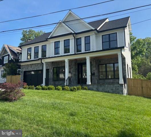 5903 Carlton Ln, Bethesda, MD 20816 - view of front of property with covered porch and stone siding