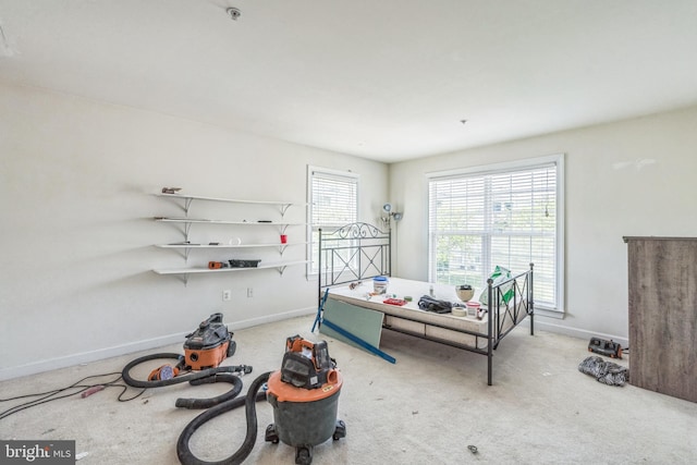 bedroom featuring baseboards and carpet flooring