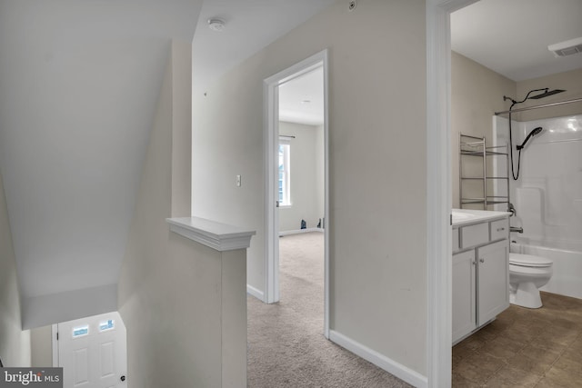 730 Farmwood Ln, Lebanon, PA 17042 - bathroom with toilet, vanity, shower / bath combination, and baseboards