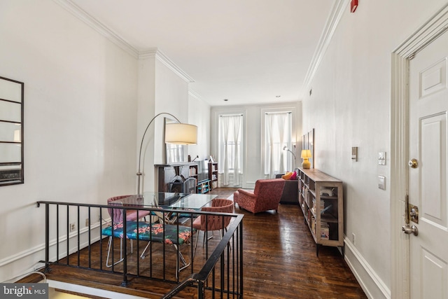 2308 Spruce St Unit 2310A, Philadelphia, PA 19103 - hall with baseboards, ornamental molding, and wood finished floors