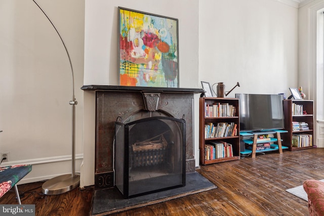 2308 Spruce St Unit 2310A, Philadelphia, PA 19103 - details with wood finished floors and a fireplace