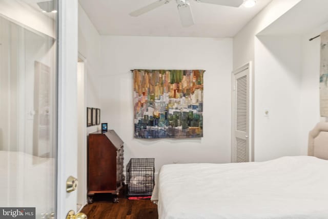 2308 Spruce St Unit 2310A, Philadelphia, PA 19103 - bedroom with a closet, a ceiling fan, and wood finished floors