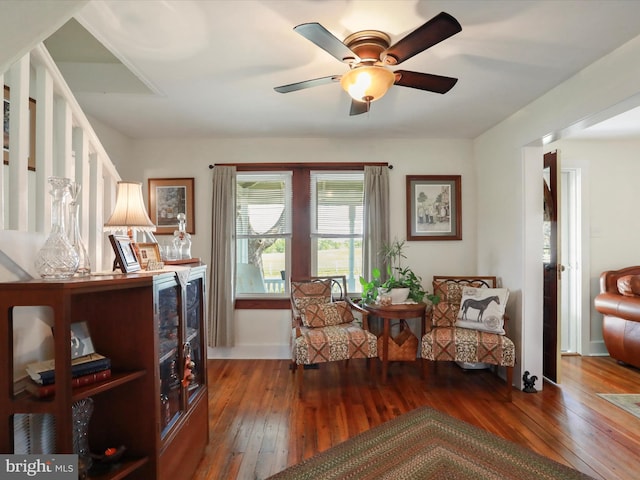 1691 Wakeman Mill Rd, Front Royal, VA 22630 - sitting room with baseboards, ceiling fan, and wood-type flooring