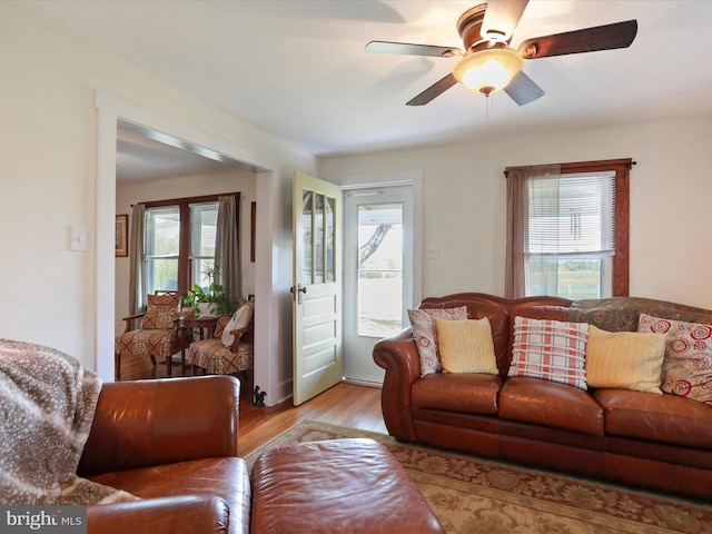 1691 Wakeman Mill Rd, Front Royal, VA 22630 - living area with plenty of natural light, wood finished floors, and ceiling fan