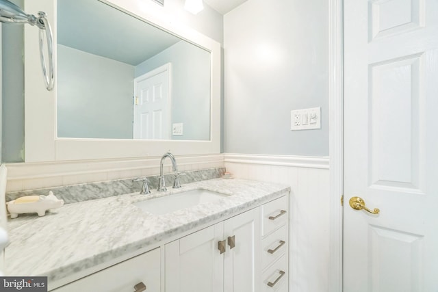 755 Shawmont Ave, Philadelphia, PA 19128 - bathroom featuring vanity and a wainscoted wall