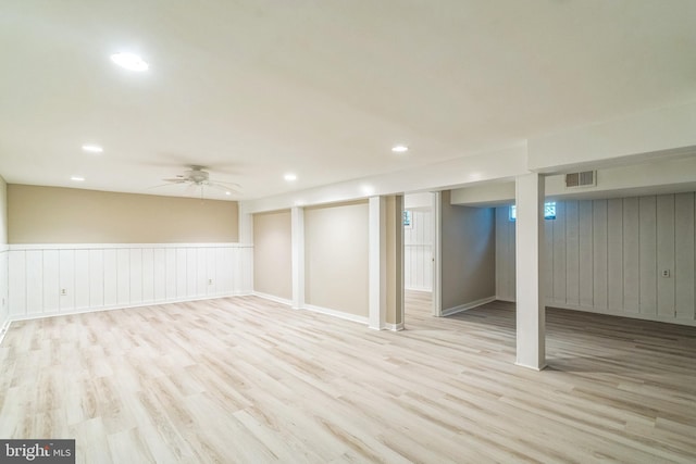 755 Shawmont Ave, Philadelphia, PA 19128 - finished below grade area featuring wood finished floors, recessed lighting, and ceiling fan