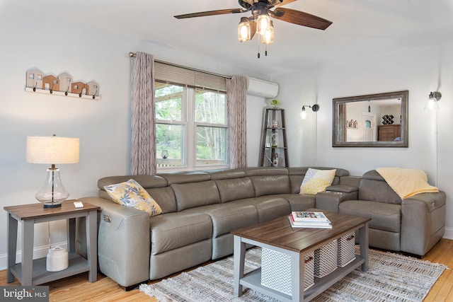 111 Linden Ave, Pasadena, MD 21122 - living area featuring baseboards, a ceiling fan, and wood finished floors