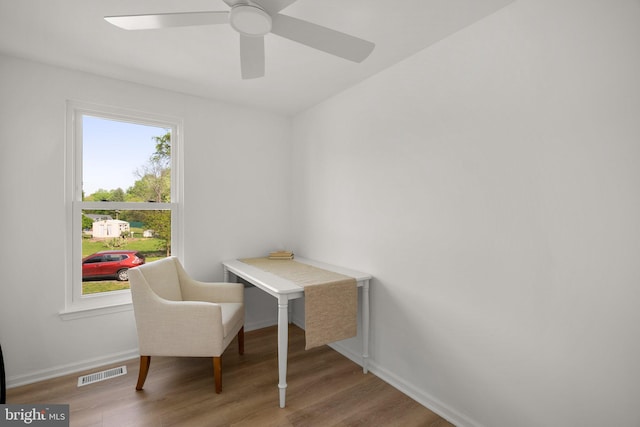 3604 Ripplingbrook Ct, Bowie, MD 20721 - office featuring baseboards, a ceiling fan, wood finished floors, and visible vents