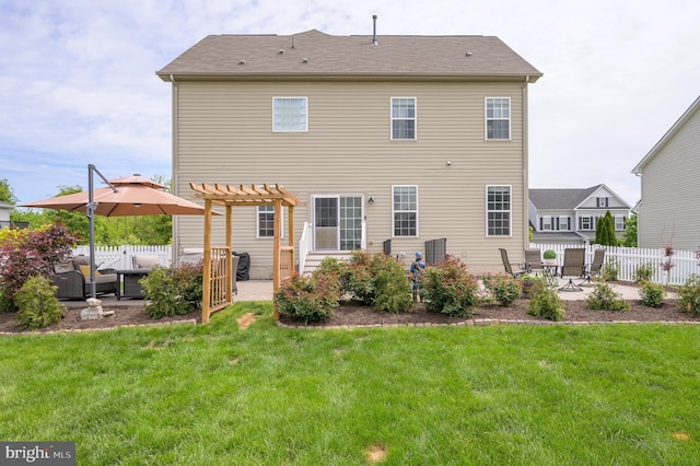 109 Manila Pl, Stephenson, VA 22656 - rear view of house with a patio, a pergola, and an outdoor living space