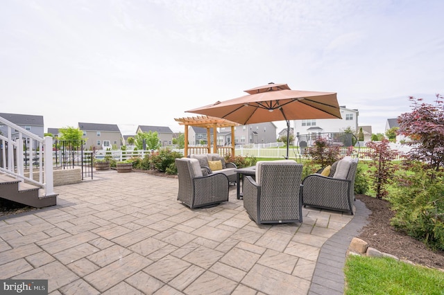 109 Manila Pl, Stephenson, VA 22656 - view of patio / terrace with fence, a pergola, and a residential view