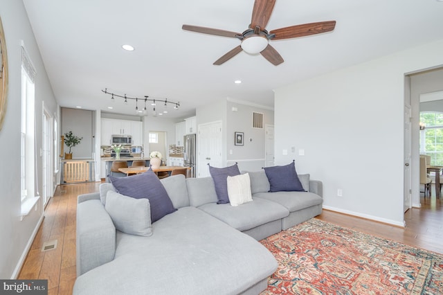 109 Manila Pl, Stephenson, VA 22656 - living area with ceiling fan, light wood finished floors, baseboards, and recessed lighting