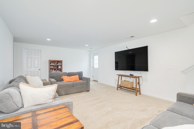 109 Manila Pl, Stephenson, VA 22656 - living room featuring recessed lighting, light colored carpet, and baseboards