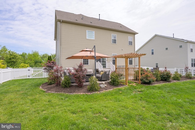 109 Manila Pl, Stephenson, VA 22656 - rear view of property with outdoor lounge area, a pergola, a patio, and a gate