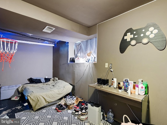 bedroom with visible vents
