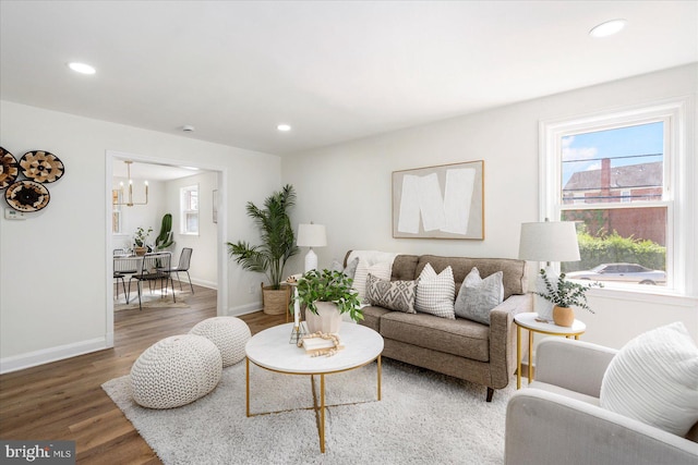 577 Lucia Ave, Baltimore, MD 21229 - living room with recessed lighting, baseboards, and light wood-style floors