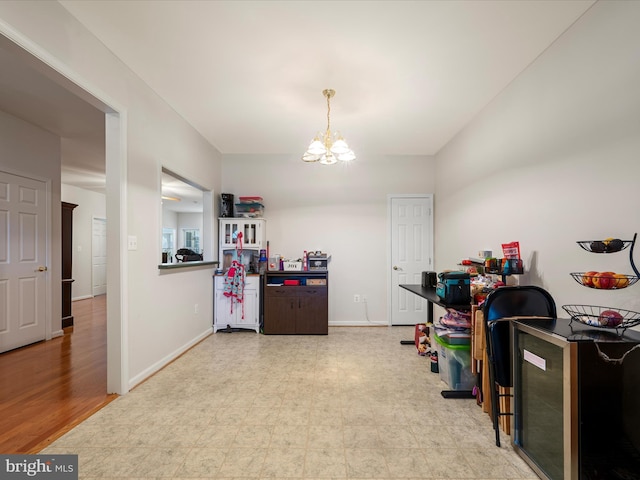 628 Allegheny Cir, Woodstock, VA 22664 - rec room with a chandelier, tile patterned floors, and baseboards