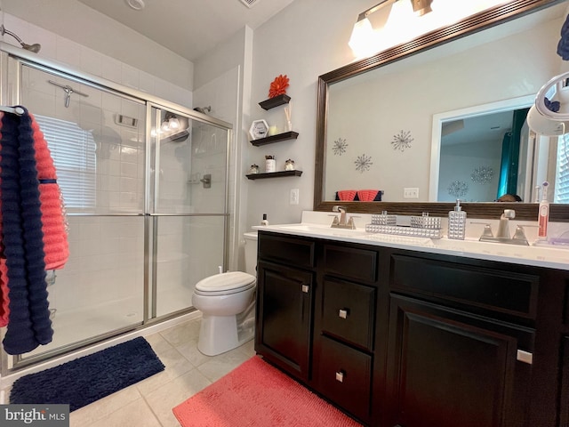 14503 Hunts Farm Rd, Brandywine, MD 20613 - bathroom with double vanity, tile patterned floors, and a stall shower