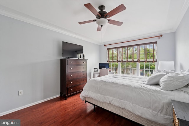 327 Amy Way, Riverton, NJ 08077 - bedroom with crown molding, wood finished floors, baseboards, and a ceiling fan