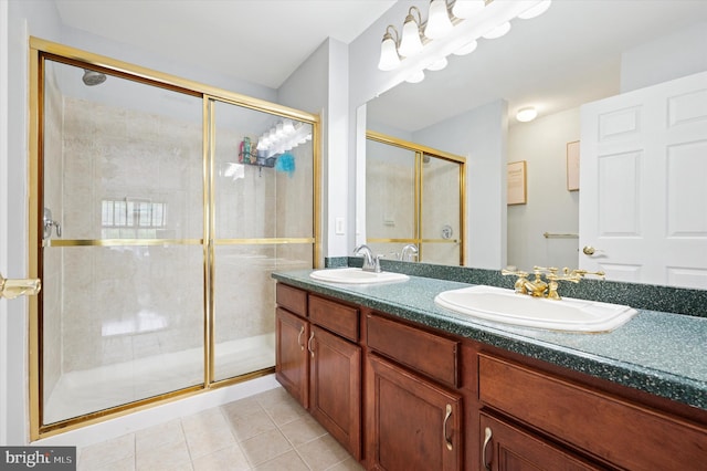 327 Amy Way, Riverton, NJ 08077 - full bath featuring a stall shower, tile patterned floors, and double vanity
