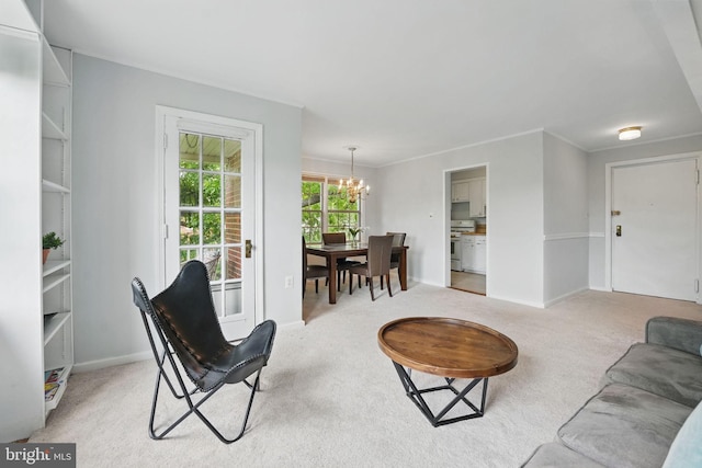 6618 Boulevard Vw Unit C1, Alexandria, VA 22307 - living area featuring a chandelier and light colored carpet