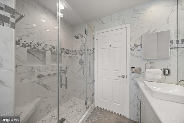 3422 Silver Maple Pl, Falls Church, VA 22042 - full bath featuring a marble finish shower, marble finish floors, and vanity