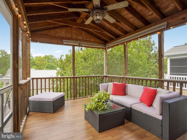 29 Norwood Ln, Fredericksburg, VA 22406 - deck with a ceiling fan and an outdoor hangout area