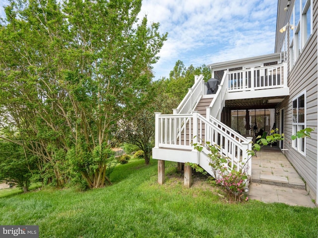 29 Norwood Ln, Fredericksburg, VA 22406 - view of yard featuring stairs, a deck, and a patio