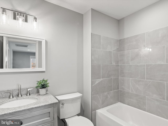 36986 Blue Teal Rd, Selbyville, DE 19975 - bathroom featuring toilet, visible vents, shower / tub combination, and vanity