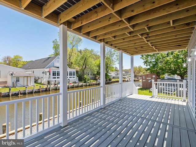 36986 Blue Teal Rd, Selbyville, DE 19975 - wooden terrace featuring a residential view and a water view