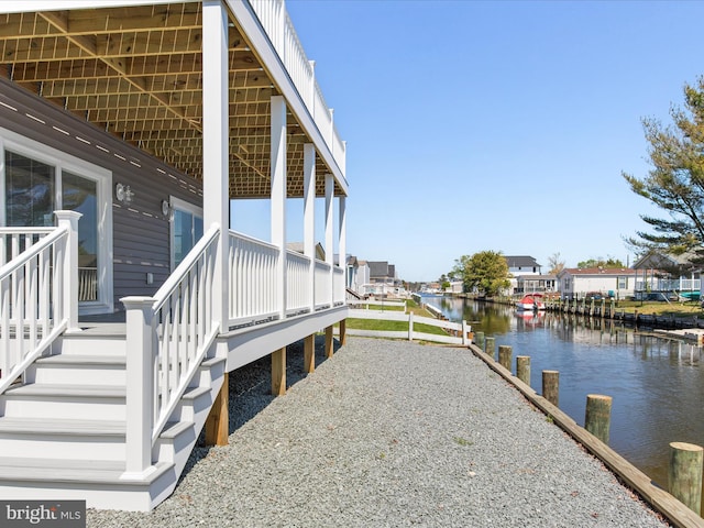 36986 Blue Teal Rd, Selbyville, DE 19975 - dock area with a water view and stairway