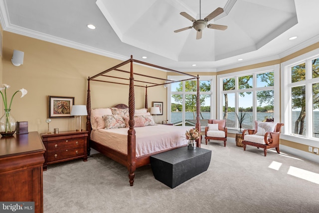 285 Eagle Hill Rd, Pasadena, MD 21122 - bedroom featuring carpet flooring, recessed lighting, crown molding, and a raised ceiling