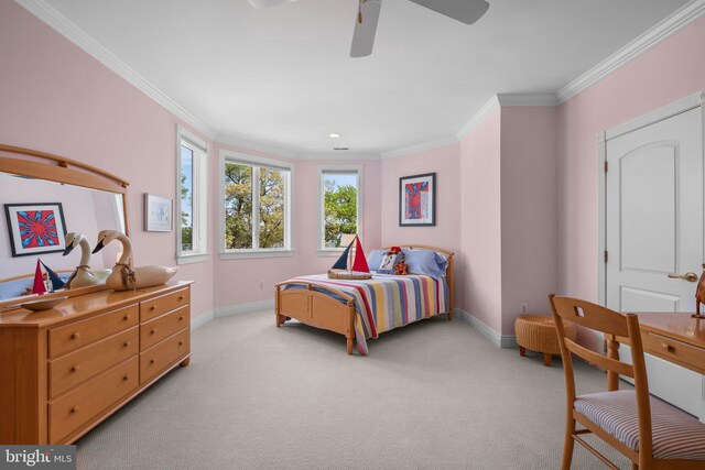 285 Eagle Hill Rd, Pasadena, MD 21122 - bedroom with light colored carpet, ornamental molding, and baseboards
