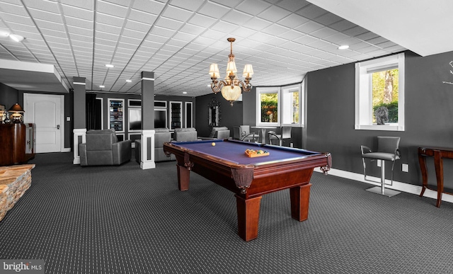 285 Eagle Hill Rd, Pasadena, MD 21122 - rec room with pool table, baseboards, and carpet