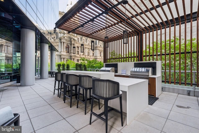 view of patio with outdoor wet bar, grilling area, and exterior kitchen