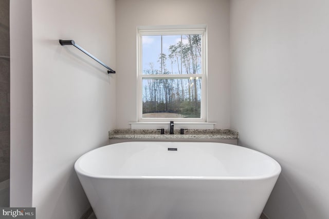 full bathroom featuring a freestanding bath