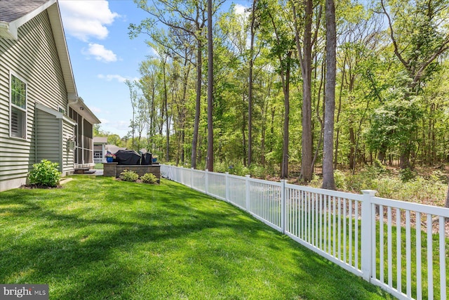 view of yard featuring a fenced backyard