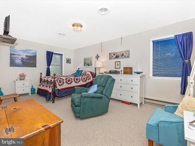 11615 Taneytown Pike, Emmitsburg, MD 21727 - bedroom with light colored carpet, a baseboard radiator, and visible vents
