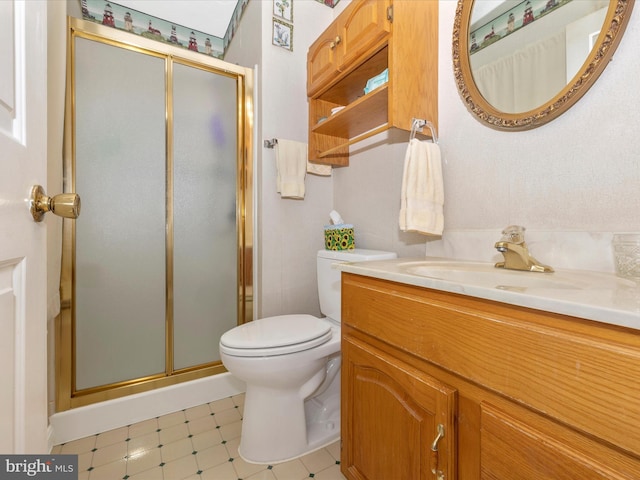 11615 Taneytown Pike, Emmitsburg, MD 21727 - full bathroom featuring toilet, tile patterned floors, a shower stall, and vanity