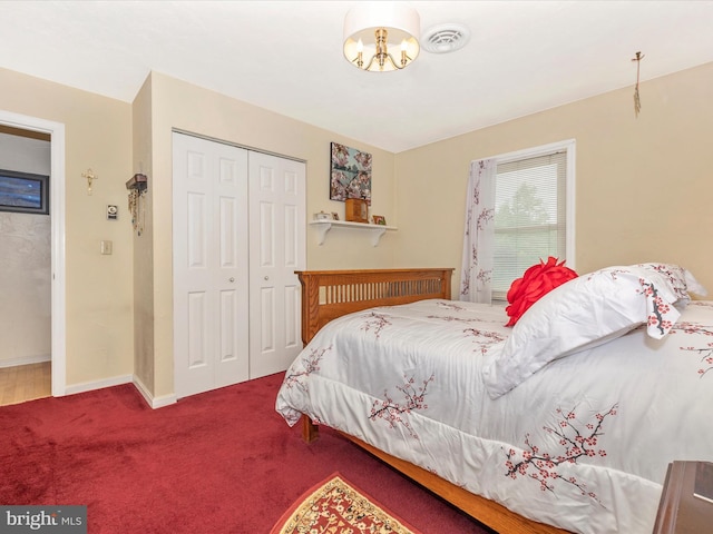 11615 Taneytown Pike, Emmitsburg, MD 21727 - carpeted bedroom with a closet, baseboards, visible vents, and an inviting chandelier