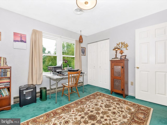11615 Taneytown Pike, Emmitsburg, MD 21727 - carpeted office featuring visible vents and a baseboard radiator