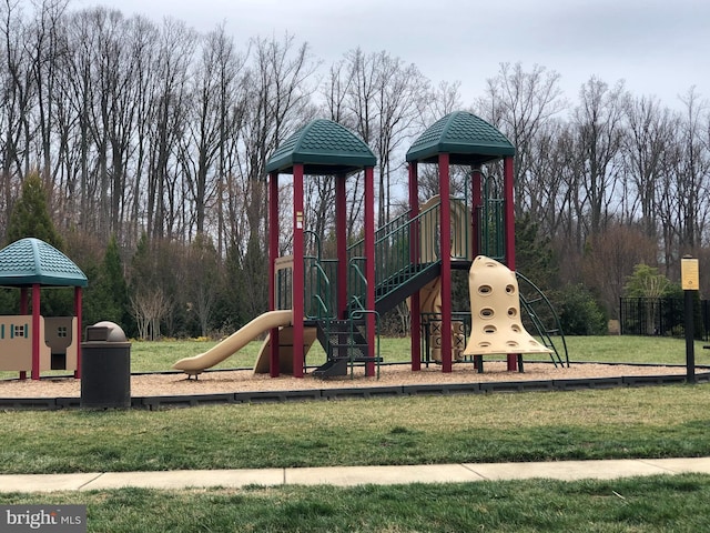 community playground with a lawn