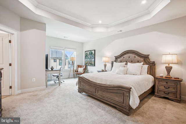 17438 Southern Shores Dr, Dumfries, VA 22026 - bedroom with carpet floors, a tray ceiling, an office area, baseboards, and recessed lighting