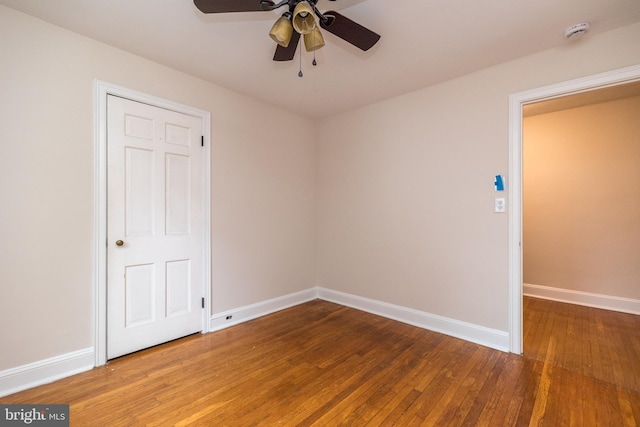 2948 Normandy Rd, Ardmore, PA 19003 - unfurnished room with a ceiling fan, wood finished floors, a smoke detector, and baseboards
