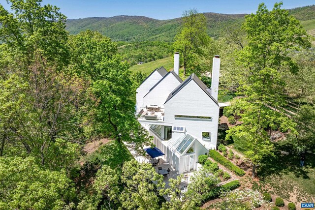 drone / aerial view with a forest view