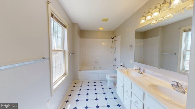 609 Quartzite Cir, Winchester, VA 22601 - bathroom with a sink, tile patterned floors, toilet, and shower / tub combination