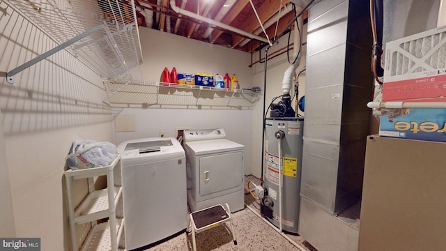 609 Quartzite Cir, Winchester, VA 22601 - laundry area featuring water heater, separate washer and dryer, and heating unit